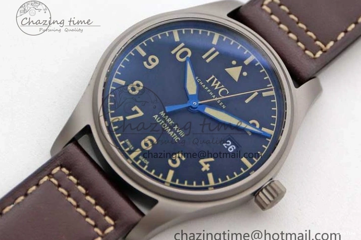 MIROTIME 0312 Mark XVIII IW327006 Titanium M+F 1:1 Best Edition Black Dial on Brown Leather Strap A Efficient 7052